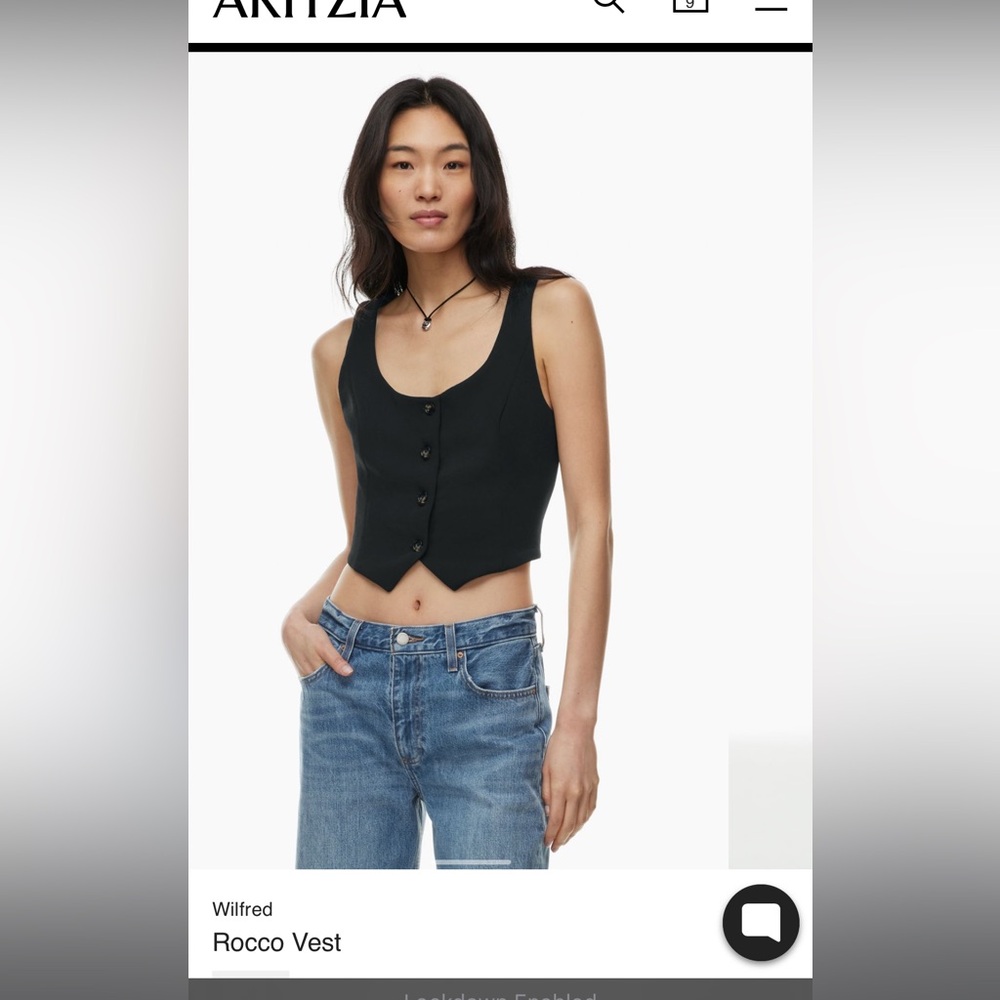 Aritzia /Wilfred Rocco Black Vest